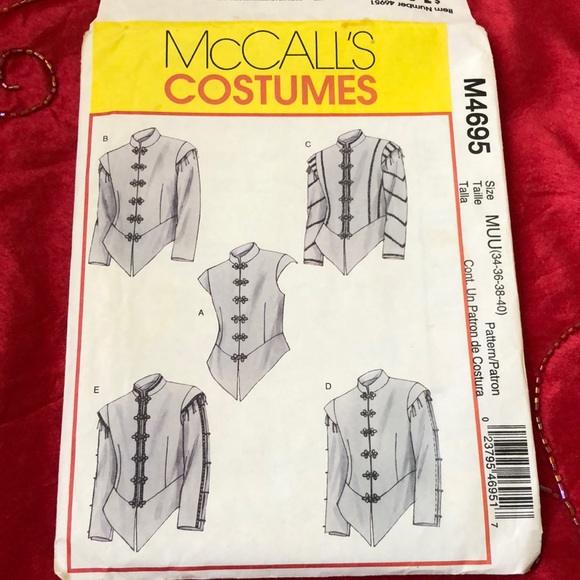 McCALLS Other - RARE~Mc CALLS COSTUMES #46951 ~MENS RENAISSANCE DOUBLETS~2004 PATTERN(MUU 34-40)